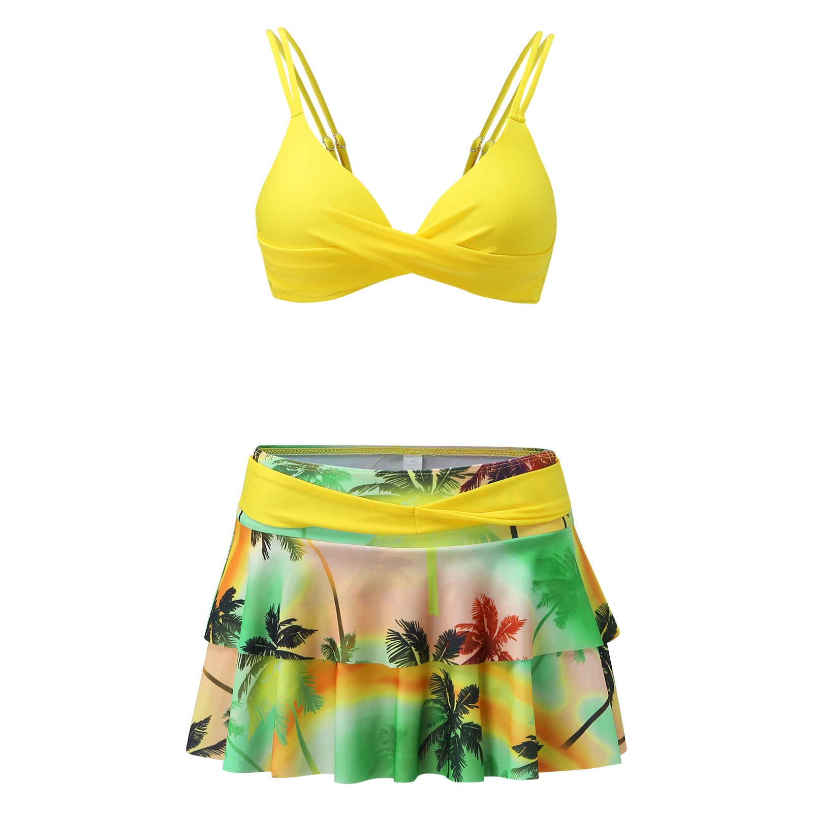 thumbnail image 3 of MKLEKYY Traje De Baño Mujer Natacion Women'S Sexy Split High Waist Ruffle Print Bikini Swimsuit Set, 3 of 6